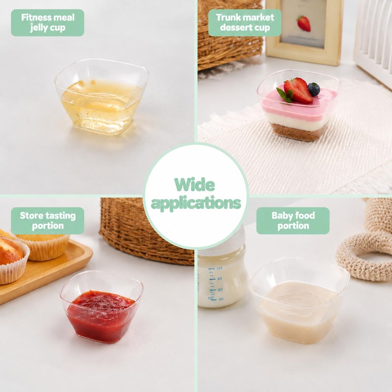 COCPOK 100 Pack Mini Dessert Cups With Spoons, 2 oz