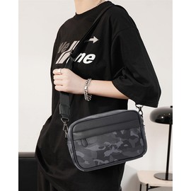 Men's Small Shoulder Bag,Multi Pocket Cross Body Bag,Messenger Bag,Durable Wear-resistant and Waterproof for Work and Travel. (A-Black)