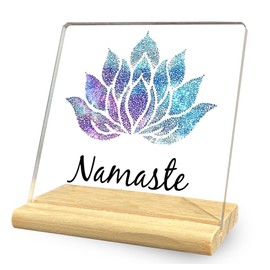 Namaste Acrylic Desk Decorative Sign, Yoga Lover Gifts for Women, Meditation Yoga Room Decor