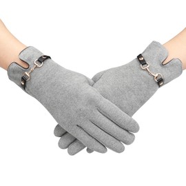 Lycharoty Women's Winter Gloves, Cold Weather Gloves, Smartphone Compatible, Warm, Cute, Fashionable, Won't Fit Up, Christmas Gift, Birthday Gift, gray