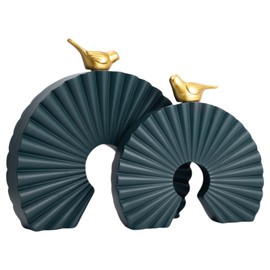 CECKQUE Contemporary Unique Sculpture Decorative Objects Above Cabinet Decor Kitchen Modern Home Decor Items Accents for Living Room Tv Stand Centrepieces Decorations (Olive)