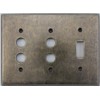 Aged Antique Brass 3 Gang Combination Switch Plate - 2
