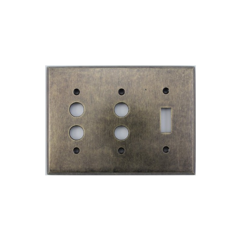 Aged Antique Brass 3 Gang Combination Switch Plate - 2