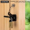 SANKINS Self-Locking Gate Latch with Spring Cable Pull for Wooden