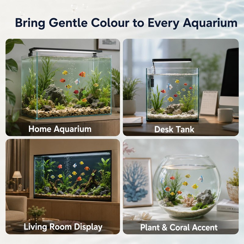 UMEGMBX 8 Pcs Plastic Fake Fish, Colourful Assorted Artificial Tropical