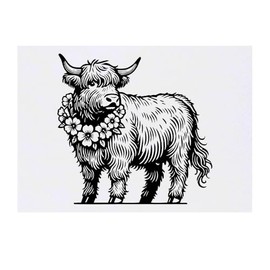 Azeeda 'Hochlandkuh mit Blumengirlande' Temporäres Tattoo - Hautfreundlicher & Ungiftiger Abziehbild · Wasserfest (TO00081371)