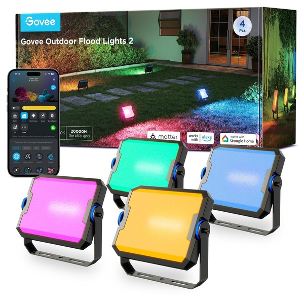 Govee Govee Outdoor Flood Lights 2, RGBIC Warm Cold White