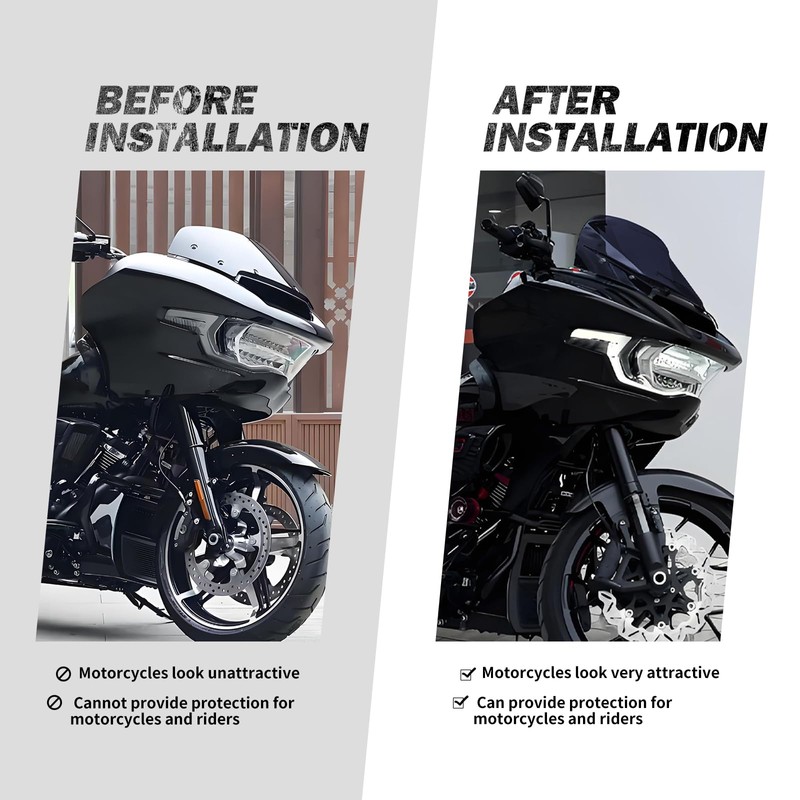HDBUBALUS Road Glide Windshield 10" Wave Fairing Windscreen Cover for