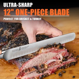 TUO Carving Knife 12", German-Steel with Pakkawood Handle, Brisket Slicing Knife for Meat Cutting, Beef, BBQ Gifts for Men, Falcon Series