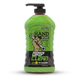 Grip Clean - Ultra Heavy Duty Hand Cleaner For Auto Mechanics - Dirt-Infused Walnut Hand Scrub - Exfoliating Waterless Hand Cleaner. Lemon Scented Mechanic Soap for Grease, Oil, Paints, Filthy hands