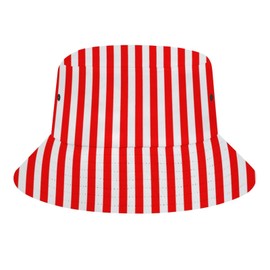 QIWCANM Red and White Stripes Bucket Hat Unisex Foldable Summer Fishing Cap Travel Beach Outdoor Hat