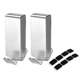 uxcell Shower Door Hooks, 2Pcs 70mm/3" Stainless Steel Bathroom Hanger, Double Sided Towel Hooks Over Bathroom for 0.67(17mm) Frameless Glass Shower Door (Silver)