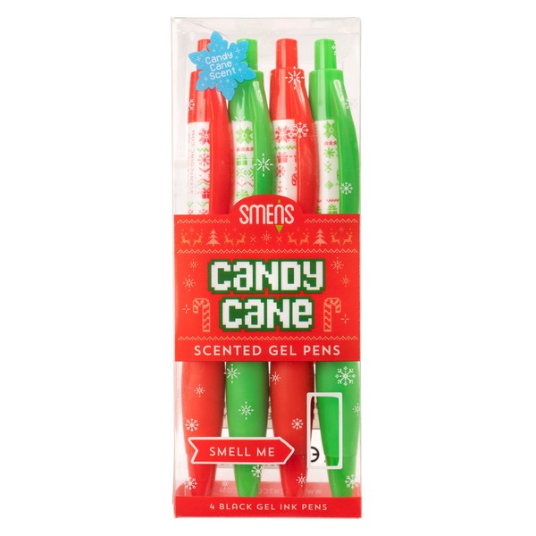 Holiday Smens - Candy Cane Scented Gel Pens 4 Count, Stocking Stuffer Gifts for Kids School Supplies Party Favors Classroom Reward