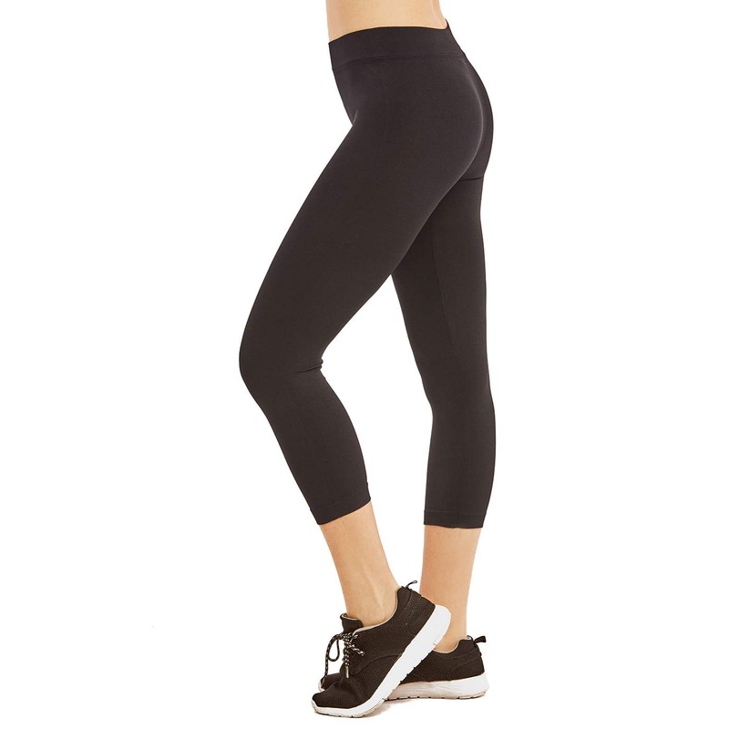 Sofra Leggings - Ladies Polyester Capri Leggings (Black)