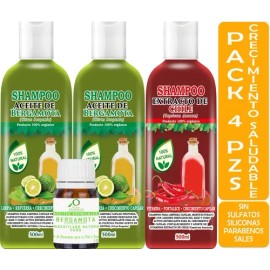 2 Shampoos Aceite De Bergamota  Shampoo Extracto De Chile                                                                                             