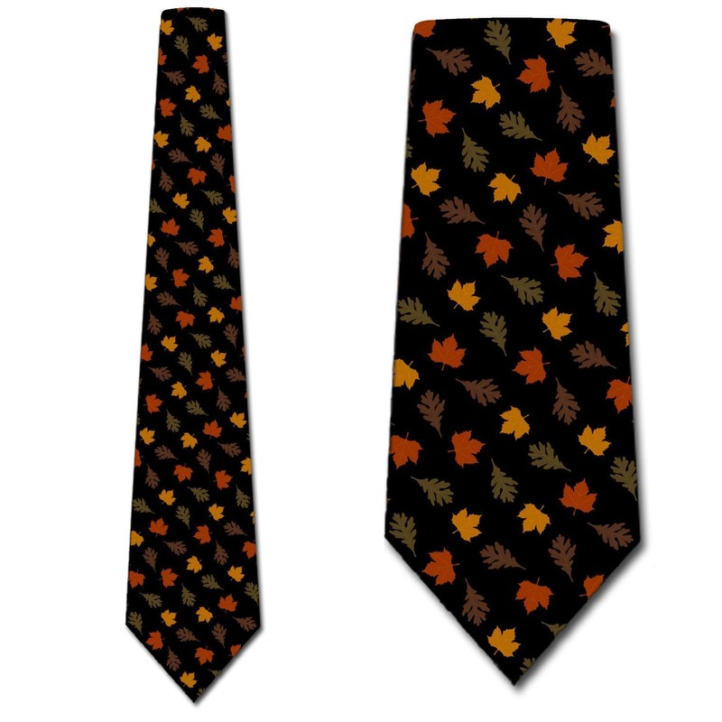 Three Rooker Autumn Leaves Tie Mens Fall Neckties Thanksgiving Ties