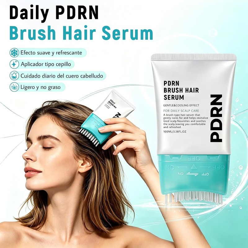 PDRN Brush Hair Serum, Cuidado del Cabello Refrescante,100ML