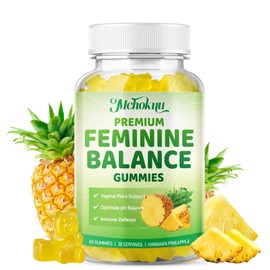 Mchokuu Premium Feminine Balance Gummies for Women's Health & Wellness, pH Balance, Immune Support, Sugar Free, Vegan Gluten-Free, Hawaiian Pineapple Flavor - 60 Gummies, 30 Servings