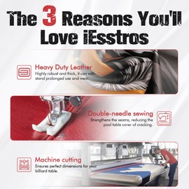 iEsstros 6.5ft Pool Table Cover 6.5 Feet Billiard Table Covers Leather Pool Table Cover Waterproof for Protecting Pool Table Felt Pool Table Accessories-Red