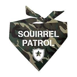 Squirrel Patrol Dog Bandana | 100% Cotton Adjustable Triangle | Made in USA | Summer | Outdoorsy | Hiking | Camping | Travel | Adventures | Camo One Size (308)