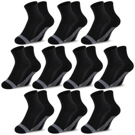 Comfoex 10 Pairs Boys Socks kids Half Cushion Cotton Sport Quarter Running Socks Ankle Athletic Sock for Little Big Kids 6-8 8-10 Years Olds