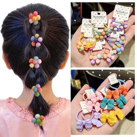 Baby Girl Flowers Hair Ties,20Pcs Cute Hair Ties for Girls Colorful Hair Ties High Elastic Hair Rope Soft Ponytail Holders for Toddler Children's Day Birthday Gifts(Random Color)