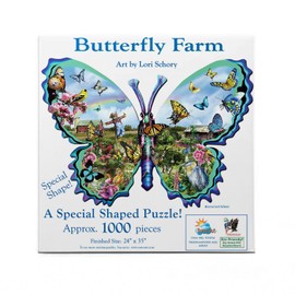 SUNSOUT INC - Butterfly Farm - 1000 pc Special Shape Jigsaw Puzzle by Artist: Lori Schory - Finished Size 24" x 35" - MPN# 95056