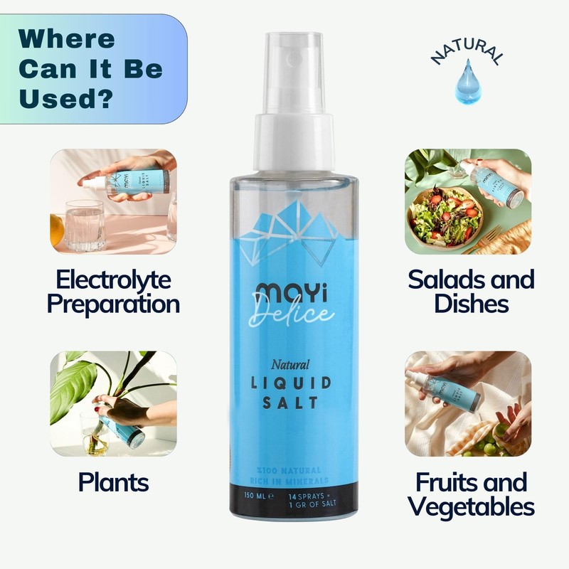 MAYİ Liquid Spring Salt Spray for Food - Kosher, Microplastic-Free,