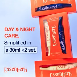 ESSENHERB Day to Night Routine Program, Deep Hydration Day cream with Tocopherol(1.01oz) + Anti Wrinkle Night Cream with Retinol & Collagen(1.01oz), Vegan Face Moisturizer Set, Korean Skin Care