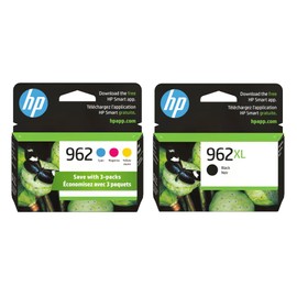 HP 962XL Black Ink (1-Pack) Cartridge and 962 Cyan, Magenta, Yellow Ink (3-Pack) Cartridges Bundle | Works with HP OfficeJet 9010 Series, HP OfficeJet Pro 9010, 9020 Series | Eligible for Instant Ink