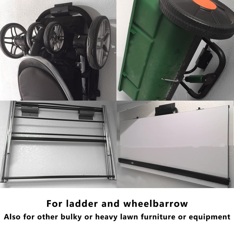 Juformin Heavy-Duty Wall Mount Ladder Hooks for Storage - Wheelbarrow