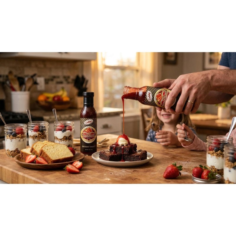 Cornaby's Gourmet Strawberry Dessert Sauce with Real Fruit Topping for
