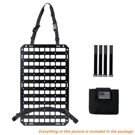 TACNEX Rigid MOLLE Panel for Vehicle Seat Back Organizer Aluminum Alloy Plate for Auto Modular Storage Patrol Car Tactical Gear EDC Pouch Holder Holster Bag Rack Mount Platform