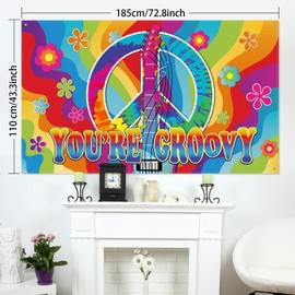 Groovy Sign 60's Party Scene Setters Wall Decoration 60's Theme Party Decorations, 60s Photo Backdrop Banner for Hippie Theme Groovy Party