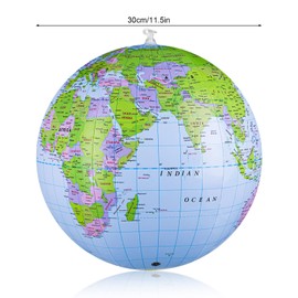 Xinzistar 3 Pack Inflatable Globes World Map Globe Ball 16 Inches PVC Globe of The World Earth for School Office Beach Teaching Learning for Student Kids Children