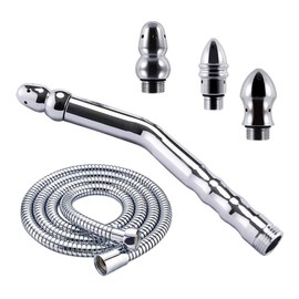 Shower with 3 Shower Heads and 59 Inch Shower Hose, Deep Cleaning System for Enema Shower (Silver)