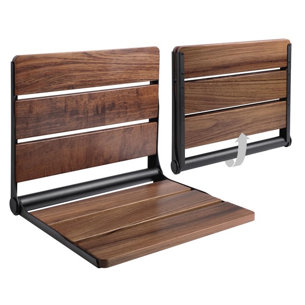 Homewell 18" Folding Shower Seat - Wall Mounted Burmese Teak