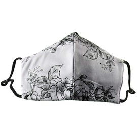 White & Black Flower Printed Cloth Face Mask Washable Reusable Adjustable Ear Loops