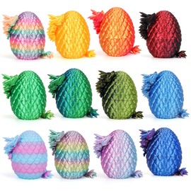 GJKBJ 12PCS 3D Printed Dragon Eggs with Dragon Inside,3D Printed Articulated Dragon,Movable Dragon Realistic Slithering Design,3D Printed Dragon 3D Printed Dragon Toys Set - 8.7in