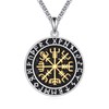 Grmdit Norse Viking Compass Necklace 925 Sterling Silver Vegvisir Pendant