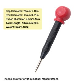 SEIWEI Automatic Center Punch, Adjustable Spring Loaded Center Hole Punch, Heavy Duty Steel Automatic Center Marker Punch Tool for Metal, Wood, Glass, Black