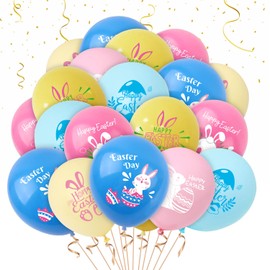 Leesgel Easter Balloons, 48pcs Easter Egg Latex Balloons for Easter Decorations, Easter Crafts Egg Hunt Games Prizes Party Supplies Favours