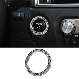 RGOAANC RGOAANC Crystal Rhinestone Car Engine Start Stop Decoration Ring, Push Start Button Cover, Key Ignition Knob Ring, Car Accessories Sparkling Push Start Button Sticker for Car (Bright Black, 1PCS)