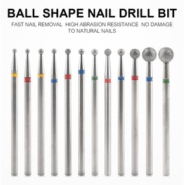 siyuwuro 12Pcs Cuticle Nail Drill Bits Ball Shape 3/32 Cuticle Dead Skin Clean Nail Bits for Electric Drill Machine Polishing Acrylic Gel Nails Manicure Pedicure Tool