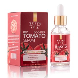 Suero facial Whisper Pro Red Tomato 100% vegano Suero facial con licopeno para el tratamiento de la piel, 30 ml. Fórmula antienvejecimiento y reafirmante de poros Suero facial hidratante y