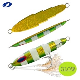 Deep Water Fast Slow Metal Lead Jig Jigging Fishing Lures 5 Colors Glow (Green&Gold, 300g)