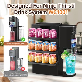 QYILUARE Flavor Pod Holder Rack Compatible With Ninja Thirsti | Wooden 3-Tier Organizer Holds 20 Flavor Pods | Space-Saving, Easy Assembly