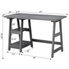 Convenience Concepts Designs2Go Trestle Desk with Shelves, 47", Charcoal Gray