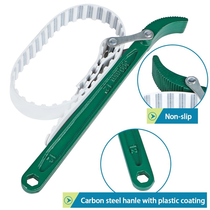 Skelang Adjustable Strap Wrench, 12" Multi-Purpose Steel Wire Belt Wrench