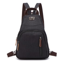 FANDARE Retro Chest Bag Sling Bag Small Backpack School Bag Shoulder Bag School Backpack Sports Bag for Women Men Commuting School Leisure Travel Daypacks Durable Polyester, black, Retro